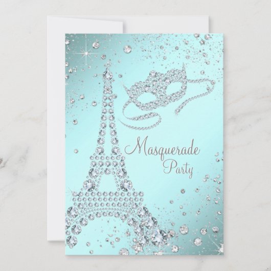 Invitation Fête de masque élégante de Paris (Devant)