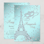 Invitation Fête de masque élégante de Paris (Devant / Derrière)