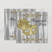 Invitation Fête de masque en Or Noir et Blanc (Devant / Derrière)