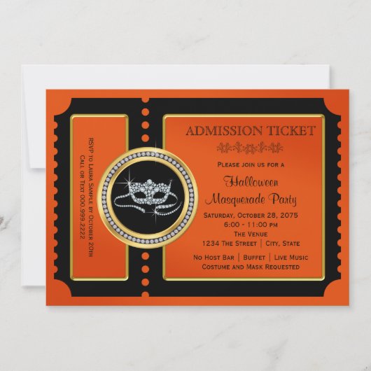 Invitation Fête de masquerade Halloween (Devant)