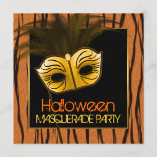 Invitation Fête de masquerade Halloween Tiger Orange Noir
