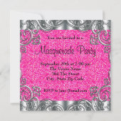 Invitation Fête de masquerade Masque Rose Argent et Noir (Dos)