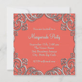 Invitation Fête de masques élégante corail et bleu sarcelle (Dos)