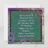 Invitation Fête de masques verte et violette (Dos)