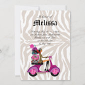Invitation Fête de Mode Scooter Femme Zèbre Noir (Dos)
