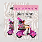 Invitation Fête de Mode Scooter Femme Zèbre Noir (Devant / Derrière)
