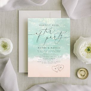 Invitation Fête de Moderne Script Sand Hearts Heureux À Tout