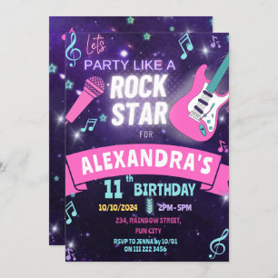 Invitation Fête De Musique Comme Une Fille Rock Star Annivers