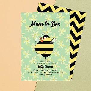 Invitation Fête de naissance abeille enceinte avec lunettes F