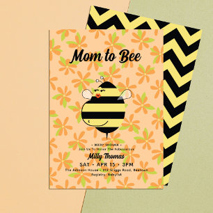 Invitation Fête de naissance abeille maman enceinte chic fleu