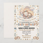 Invitation Fête de Naissance Adorable sur le Thème du Chat à (Devant / Derrière)