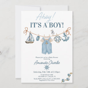 Invitation Fête de naissance Ahoy C'est un garçon