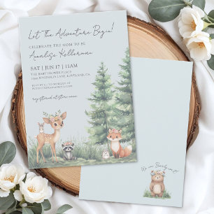 Invitation Fête de naissance Animaux de la Forêt Bohème