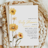 Invitation Fête de Naissance Aquarelle Bohème Fleur Jaune Sau