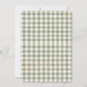 Invitation Fête de Naissance au Thème Sage Vert Gingham Culti (Dos)