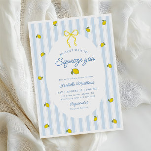 Invitation Fête de naissance aux rayures bleues et au citron
