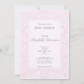 Invitation Fête de naissance avec des volutes roses élégantes (Devant)