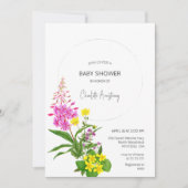 Invitation Fête de Naissance avec Écriture de Fleur Sauvage R (Devant)