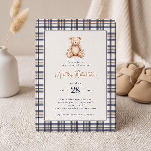 Invitation Fête de naissance avec ours en peluche vintage à c
