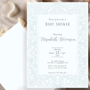 Invitation Fête de naissance avec un élégant motif de volutes
