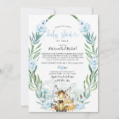 Invitation Fête de naissance avec verdure florale forestière (Devant)