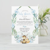 Invitation Fête de naissance avec verdure florale forestière (Debout devant)