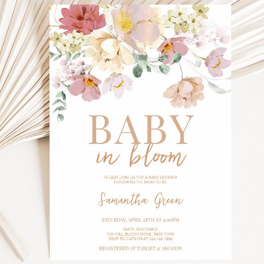 Invitation Fête de Naissance Baby in Bloom