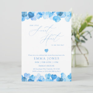 Invitation Fête de naissance Baby Shower bleu aquarelle