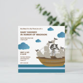 Invitation Fête de Naissance Bateau Pirate Mignon (Debout devant)