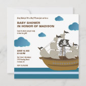 Invitation Fête de Naissance Bateau Pirate Mignon (Devant)