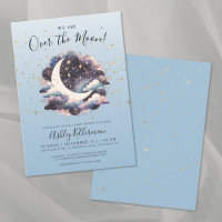 Fête de Naissance Bébé Bleu Étoiles Dorées Au-Dess