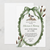 Invitation Fête de naissance bébé canard colvert vert (Devant / Derrière)