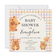 Fête de naissance bébé capybara mignon aquarelle