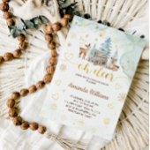 Invitation Fête de Naissance Bébé Cerf d'Hiver
