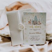 Invitation Fête de Naissance Bébé Cerf d'Hiver