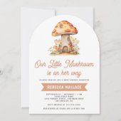 Invitation Fête de naissance Bébé Champignon Forêt Bois Rusti (Devant)