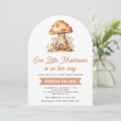 Invitation Fête de naissance Bébé Champignon Forêt Bois Rusti (Debout devant)