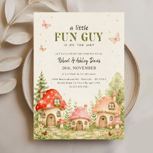Invitation Fête de Naissance Bébé Champignon Forêt Enchantée