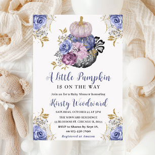Invitation Fête de Naissance Bébé Citrouilles Florales Hallow