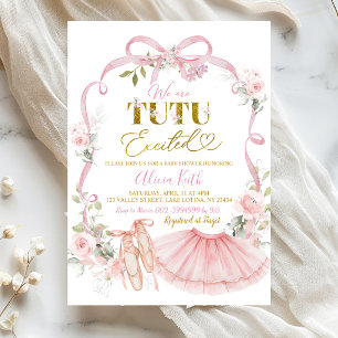 Invitation Fête de naissance bébé danseuse coquette avec nœud