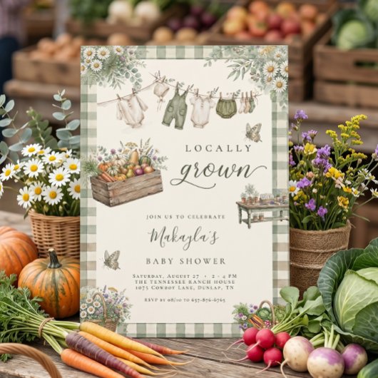 Invitation Fête de Naissance Bébé de la Ferme Rustique de Pro
