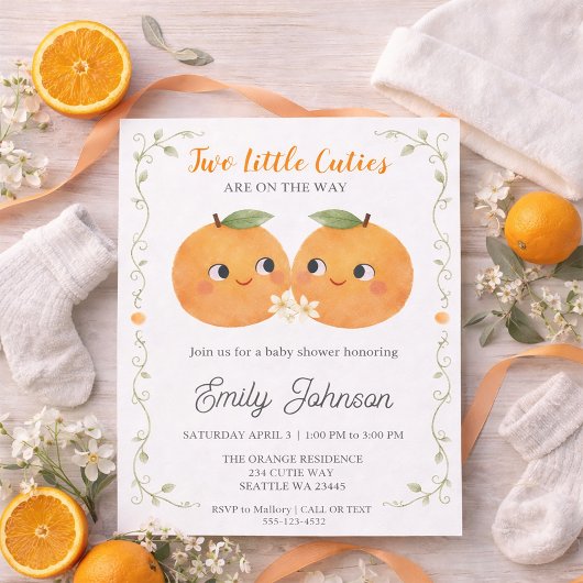 Invitation Fête de Naissance Bébé Deux Petits Amours en Route