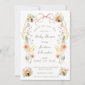 Invitation Fête de Naissance Bébé Douce Comme une Abeille Aqu (Devant)