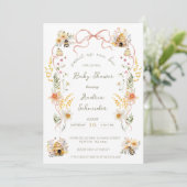 Invitation Fête de Naissance Bébé Douce Comme une Abeille Aqu (Debout devant)