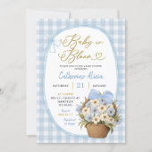 Invitation Fête de naissance Bébé en fleurs Coquette Gingham (Devant)