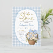 Invitation Fête de naissance Bébé en fleurs Coquette Gingham (Debout devant)