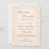 Invitation Fête de Naissance Bébé Étoile Brillante Or (Devant)
