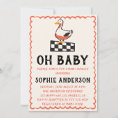 Invitation Fête de Naissance Bébé Fait Main Rustique Oie (Devant)