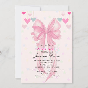 Invitation Fête de naissance bébé fille Arc-en-ciel Élégant