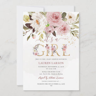 Invitation Fête de naissance Bébé Fille ArtsApp H2 Rose Pouss
